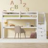 Hochbett ,90 x 200 ,Kinderhochbett mit Stauraumschubladen und Unterbettschreibtisch, Weiß Bild 2