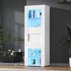 Freistehende Vitrine 60x40x170 cm Weiß mit Hochglanzfront, Einzeltürdesign, 4 Lagerbereiche, LED-Beleuchtung Bild 3