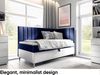 MEBLINI Kinderbett mit Bettkasten MAYA 3 90x200 Rechts – H3/Blau Samt Gepolstert Einzelbett mit Matratze - Polsterbett mit Stauraum - Bett mit Kopfteil – Stauraumbett Bild 2