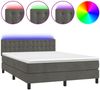 vidaXL Boxspringbett mit Matratze & LED Dunkelgrau 140x190 cm Samt 3134640 Bild 2