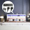 oyajia Polsterbett Doppelbett mit Steckdosen & LED Beleuchtung,Hydraulischem Stauraum (Funktionbett mit Hydraulikstange,Tragfähigkeit: 365kg, Strapazierfähig,Metallrahmen), Bettgestell mit Lattenrost,Leinenmaterial Polsterbett, ohne matratze Bild 4