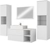 Badmöbel-Set Kormen Rillen III (Farbe: Weiß / Weiß Rillen + Marmor Bianco) Bild 2