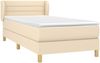 Einzelbett, Polsterbett mit Matratze Stoff Creme 90x190 cm Bild 3