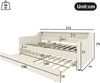 Bett Polsterbett 90x200 cm Leinen, mit app‑gesteuerter LED, Ausziehbett & USB, Lattenrost inklusive,Beige Bild 4