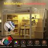 HAUSS SPOLE Hochbett 140 x 200 mit schreibtisch,Metallbett mit stauraumfach LED-Lichtleiste (mit integriertem Schreibtisch, Ablagefach, LED-Lichtleiste und Treppenstauraum, 140x200 cm) ohne Matratze Bild 4
