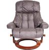 MCA Relaxsessel Calgary XXL, TV-Sessel Hocker, 180kg belastbar Stoff/Textil ~ dunkelgrau, Gestell Walnuss-Optik Bild 5