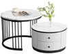 REDOM Couchtisch Couchtisch Set 2-teilig rund in Marmoroptik Weiß (Sofatisch, Wohnzimmertisch, 2-St, 60*60*45.5+50*50*32 cm(L*W*H), mit 2 Schubladen, hochglänzender Marmoroptik Bild 5