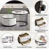 REDOM Couchtisch Couchtisch Set 2-teilig rund in Marmoroptik Weiß (Sofatisch, Wohnzimmertisch, 2-St, 60*60*45.5+50*50*32 cm(L*W*H), mit 2 Schubladen, hochglänzender Marmoroptik Bild 3