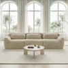 3-Sitzer Modulsofa H 73 x T 291 x B 104 cm aus Plüschstoff in Hellkhaki, rahmenlos, ohne Montage Bild 3