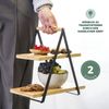 Etagere mit 2 Etagen aus Bambus und Metallgestell in Mattschwarz - Perfekt zum Servieren von Obst Bild 3