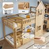 Novelux Etagenbett 90x200 Kinderbett Hausform mit Treppe und Rundum-Schutz – Kiefer/MDF Natur, 2 Fenster, Lattenrost, ohne Matratze, FSC-Holz, 120 kg Bild 3