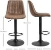 Barhocker 43x46,5x89-110 cm, höhenverstellbar, gepolstert, Retro-Mikrofaser, 2er-Set, Braun Bild 3