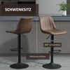 Barhocker 43x46,5x89-110 cm, höhenverstellbar, gepolstert, Retro-Mikrofaser, 2er-Set, Braun Bild 4