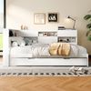 Daybett 90x200 cm mit Ausziehbett und Kopfteil mit Stauraum – Weiß, USB und Typ-C Bild 2