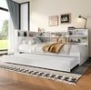 Daybett 90x200 cm mit Ausziehbett und Kopfteil mit Stauraum – Weiß, USB und Typ-C Bild 5