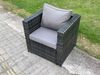 Fimous 5-Sitzer Gartenmöbel Lounge Sofa Set mit Sofa Rechteckiger Esstisch Sesseln Beistelltisch Dunkelgrau Gemischt Bild 5