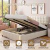 ADWOLT Polsterbett Doppelbett Stauraumbett mit Bettkasten und LED-Leuchten (Packung, 1-tlg, Mit Kopfteil und Bettgestell), 160x200 cm,Bettgestell mit pneumatischen Stützstangen,Samtstoff,beige Bild 2