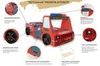 Autobett Kinderbett 90x200 Feuerwehrbett "Rio Firetruck" Hochglanz mit LED Leuchte Rot Bild 3