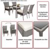 Poly-Rattan Garnitur HWC-G19, Sitzgruppe Balkon-/Lounge-Set, 4xStuhl+Tisch, 120x75cm ~ grau, Kissen creme Bild 2