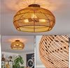 hofstein Deckenleuchte moderne Deckenlampe aus Metall/Bambus/Holz in Schwarz/Natur, ohne Leuchtmittel, Boho-Design Deckenleuchte,Lichteffekt, Ø40cm, 3xE27, ohne Leuchtmittel Bild 2