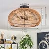 hofstein Deckenleuchte moderne Deckenlampe aus Metall/Bambus/Holz in Schwarz/Natur, ohne Leuchtmittel, Boho-Design Deckenleuchte,Lichteffekt, Ø40cm, 3xE27, ohne Leuchtmittel Bild 4