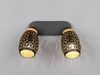 Deckenstrahler BIDAR Schwarz Gold 2-flammig mit Stanzmuster, Breite 28cm Bild 4