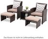 JOIVI Balkonset 5-tlg Garten Unterhaltung Set, (Balkon Möbel Set mit Kissen, brauner Rattan-Sessel mit Hocker&Couchtisch), für Garten, Hinterhof und Veranda (Beige) Bild 2