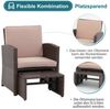 JOIVI Balkonset 5-tlg Garten Unterhaltung Set, (Balkon Möbel Set mit Kissen, brauner Rattan-Sessel mit Hocker&Couchtisch), für Garten, Hinterhof und Veranda (Beige) Bild 3