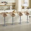 WOLTU® 1x Barhocker Barstuhl Tresenhocker Bistrohocker mit Griff, Design Stuhl, höhenverstellbar, frei drehbar, Sitzfläche aus Kunstleder, Gestell aus verchromtem Stahl, 2 farbig, Khaki+Weiß BH30kk-1 Bild 2