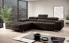 Designer Sofa Calvera mit Schlaf- und Klappfunktion Dunkelbraun Samt Links Bild 2