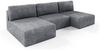 Wohnlandschaft Sofa mit Schlaffunktion NATALIA in Stoff Tilia Grau Bild 2
