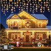 SERBASIC LED-Lichterkette Eisregen Außen, Weihnachtsbeleuchtung mit Timer 8 Modi Lichtervorhang, Anschließbar, für Balkon Geländer Traufe Weihnachtsdeko Bild 5