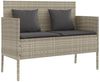 vidaXL Gartenbank mit Kissen Hellgrau Poly Rattan 365776 Bild 2