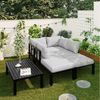 REDOM Gartenlounge-Set 6-Sitzer, Grau, verzinkter Eisenrahmen, (Set, 2-tlg, Inklusive Tisch mit verzinkter Eisenplatte), Modulares Sofa mit verstellbaren Beinen, abnehmbare Rückenlehne Bild 4