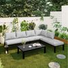 REDOM Gartenlounge-Set 6-Sitzer, Grau, verzinkter Eisenrahmen, (Set, 2-tlg, Inklusive Tisch mit verzinkter Eisenplatte), Modulares Sofa mit verstellbaren Beinen, abnehmbare Rückenlehne Bild 3
