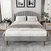 Polsterbett, Doppelbett mit Lattenrost, 160x200 cm, Kopfteil mit seitlichen Ohren, Samt Bild 2