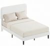 HOMCOM Bettgestell mit verstellbarem gepolstertem Teddy-Fleece-Kopfteil (Doppelbett, 1-tlg, Modern Metallbett), 300 kg Traglast, einfache Montage, Weiß Bild 2