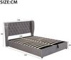 Merax Doppelbett, 140 x 190 cm, hydraulisch verstellbares Funktionsbett mit Lattenrost und Stauraum, Samt, grau Bild 4
