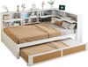 Schlafsofa Weiß Mit Rattan 140x200 Ausziehbett Multifunktionale Ladestation Massivkiefer 120kg Tragkraft Doppelbett Gästebett Bild 5