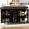Moderne Kücheninsel Küchenschrank Buffetschrank Speisewagen mit Holzmaserung Multifunktionale Esstisch mit Speicherraum Holz Schwarz 102 x 45 x 92 cm Bild 3