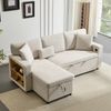 Merax Schlafsofa, 3-Sitzer-Sofa, Corner Sofa Bett Eckcouch Couch L-Form Schlafcouch Ausziehbar, Bettkasten und integriertem Regal, Beige Bild 5