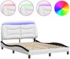 vidaXL Bettgestell mit LED ohne Matratze "Hvar" Weiß und Schwarz 140x200 cm 3213940 Bild 2