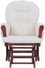 Relaxsessel HWC-C76, Schaukelstuhl Sessel Schwingstuhl + Hocker Stoff Bouclé 480g/m² Öko-Tex ~ creme Gestell dunkel Bild 5