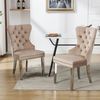 Esszimmerstuhl 2er Set mit Samtpolsterung, Massivholz-Metall-Gestell und Pin-Kopf Dekoration im modernen Design, beige Bild 2