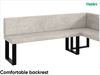 MEBLINI Eckbank für Esszimmer mit ausziehbarem Tisch - Küchenbank - Essecke - Sitzecke Küche - TONI - U-Beine 142x196x87cm Rechts - Beige Samt/B Weiß Matt Bild 5