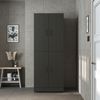 Roomart Waschmaschinenschrank DORA-I- Waschmaschinen- & Trocknerschrank mit Türen & Ausziehbrett – Waschküchenschrank für Waschmaschine & Trockner • Schwarz-Eiche Bild 4