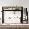Merax Hochbett Metallbett Kinderbett 140x200cm mit großen Stauraum und Treppe, schwarz Bild 5