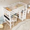Hochbett 90×200 cm aus Holz mit Schreibtisch und Kleiderschrank, weiß Bild 2