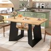 Haustierfreundlicher Esszimmer-Küchentisch mit Haustierbereich & Ablagebrettchen, rechteckig für 6 Personen (130×85×75 cm), Naturholz-Schwarz Mix Bild 3