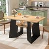 Haustierfreundlicher Esszimmer-Küchentisch mit Haustierbereich & Ablagebrettchen, rechteckig für 6 Personen (130×85×75 cm), Naturholz-Schwarz Mix Bild 5
